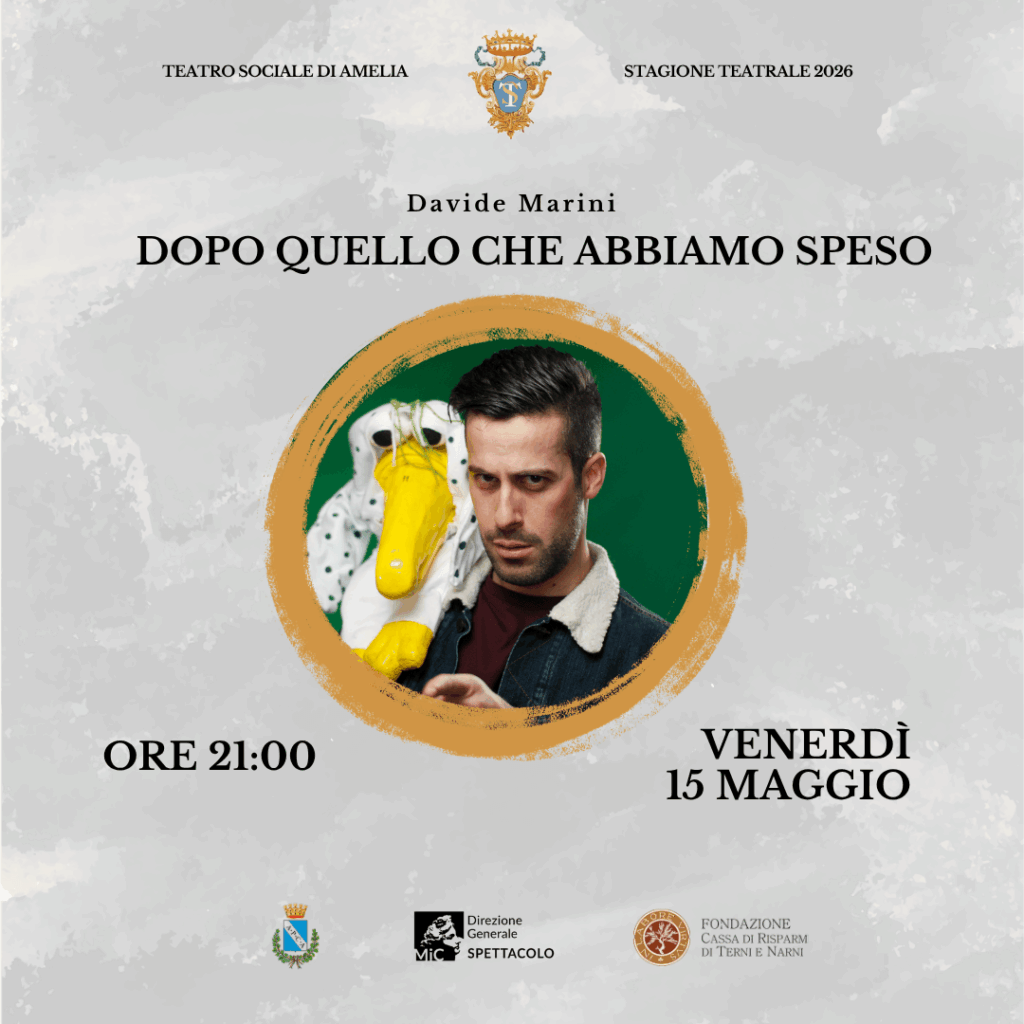 Teatro Sociale di Amelia - Locandina Evento Venerdì 15 Maggio 2026